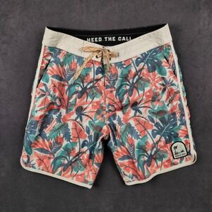 Howler Brothers Bruja Boardshorts Mens 32 Coral Teal Floral Stretch Swim Trunks
